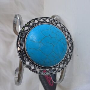 Paparazzi Silver Bracelet with Marble Turquoise Accent